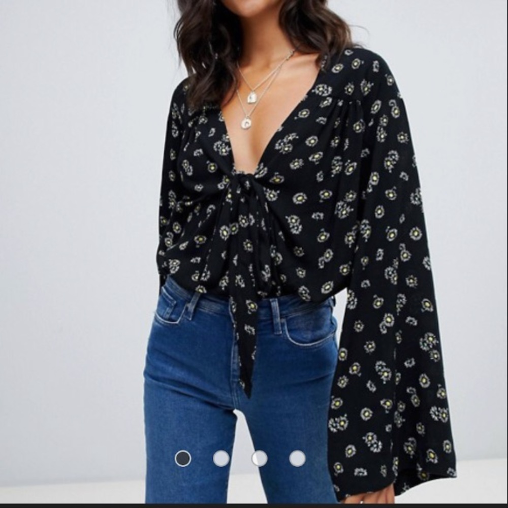 Free People Forties Feels flared sleeve bodysuit